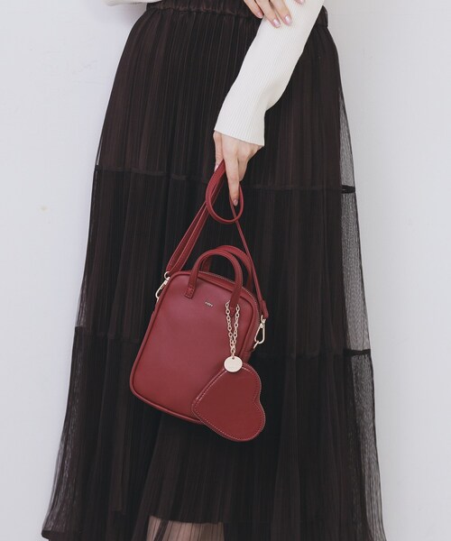 index（インデックス）の「【2WAY】ハートポーチ付きミニショルダーバッグ（ショルダーバッグ・レディース・ブラック/アイボリー/ワインレッド・00）」の4枚目の写真