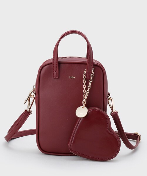 index（インデックス）の「【2WAY】ハートポーチ付きミニショルダーバッグ（ショルダーバッグ・レディース・ブラック/アイボリー/ワインレッド・00）」の12枚目の写真