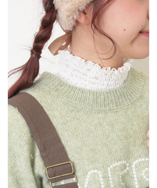 Samansa Mos2（サマンサ モスモス）の「【吸湿発熱】襟レースシャーリングカットソー（Tシャツ/カットソー・レディース・ブラック/ベージュ/オフホワイト・F）」の2枚目の写真