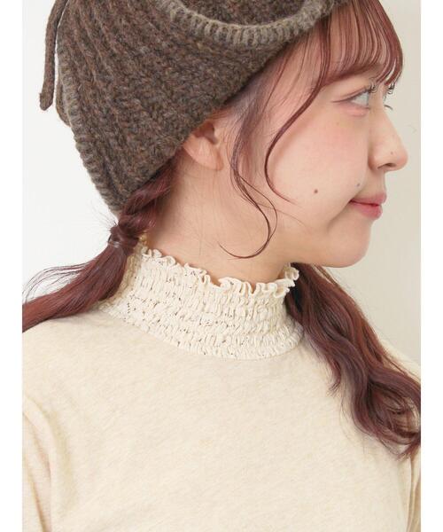 Samansa Mos2（サマンサ モスモス）の「【吸湿発熱】襟レースシャーリングカットソー（Tシャツ/カットソー・レディース・ブラック/ベージュ/オフホワイト・F）」の19枚目の写真
