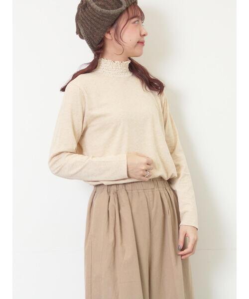 Samansa Mos2（サマンサ モスモス）の「【吸湿発熱】襟レースシャーリングカットソー（Tシャツ/カットソー・レディース・ブラック/ベージュ/オフホワイト・F）」の20枚目の写真