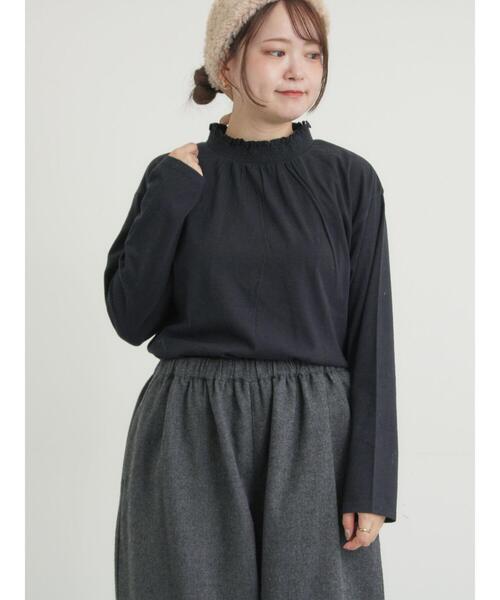 Samansa Mos2（サマンサ モスモス）の「【吸湿発熱】襟レースシャーリングカットソー（Tシャツ/カットソー・レディース・ブラック/ベージュ/オフホワイト・F）」の22枚目の写真