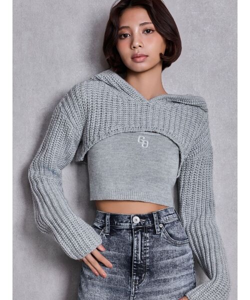 GYDA（ジェイダ）の「GGアンサンブルニットパーカー（ニット/セーター・レディース・ピンク/ブラック/グレー・FREE）」の3枚目の写真