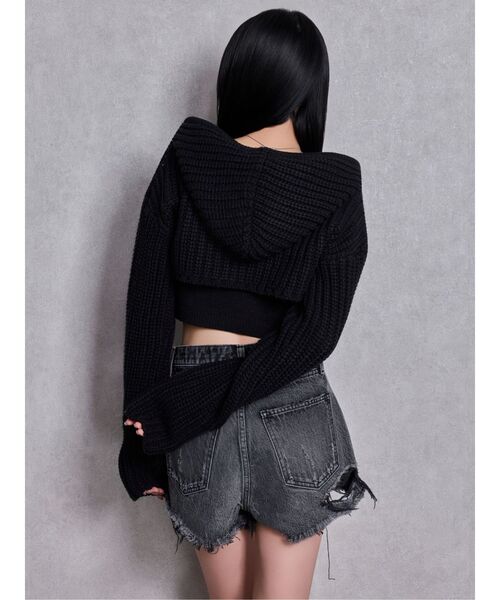 GYDA（ジェイダ）の「GGアンサンブルニットパーカー（ニット/セーター・レディース・ピンク/ブラック/グレー・FREE）」の5枚目の写真