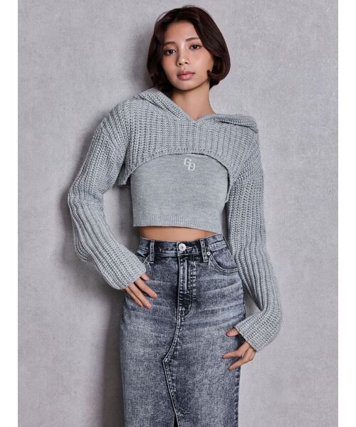 GYDA（ジェイダ）の「GGアンサンブルニットパーカー（ニット/セーター・レディース・ピンク/ブラック/グレー・FREE）」の8枚目の写真