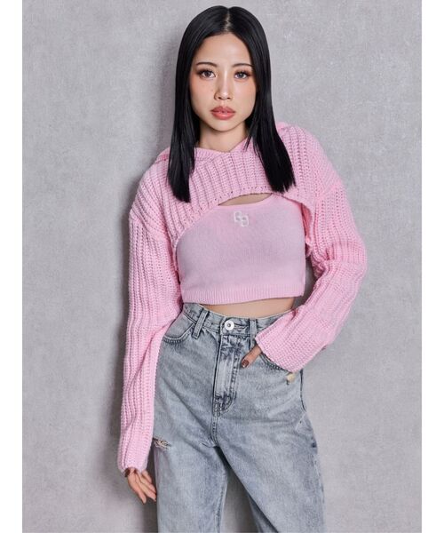 GYDA（ジェイダ）の「GGアンサンブルニットパーカー（ニット/セーター・レディース・ピンク/ブラック/グレー・FREE）」の12枚目の写真