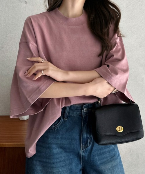 Eclat one(エクラワン)の「【Eclat one】ワイド スリーブ リラックス トップス(Tシャツ/カットソー・レディース・アイボリー/スモークピンク/ブラック・FREE)」の4枚目の写真
