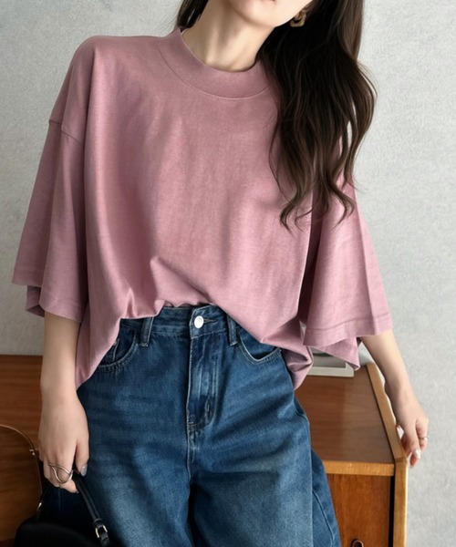Eclat one(エクラワン)の「【Eclat one】ワイド スリーブ リラックス トップス(Tシャツ/カットソー・レディース・アイボリー/スモークピンク/ブラック・FREE)」の6枚目の写真