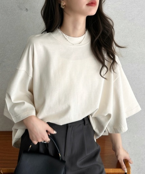 Eclat one(エクラワン)の「【Eclat one】ワイド スリーブ リラックス トップス(Tシャツ/カットソー・レディース・アイボリー/スモークピンク/ブラック・FREE)」の7枚目の写真