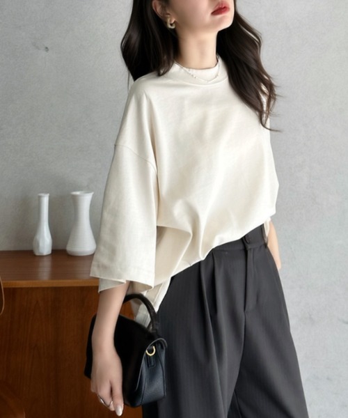 Eclat one(エクラワン)の「【Eclat one】ワイド スリーブ リラックス トップス(Tシャツ/カットソー・レディース・アイボリー/スモークピンク/ブラック・FREE)」の10枚目の写真