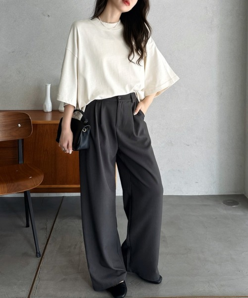 Eclat one(エクラワン)の「【Eclat one】ワイド スリーブ リラックス トップス(Tシャツ/カットソー・レディース・アイボリー/スモークピンク/ブラック・FREE)」の11枚目の写真