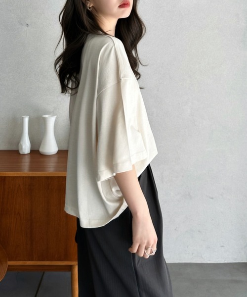Eclat one(エクラワン)の「【Eclat one】ワイド スリーブ リラックス トップス(Tシャツ/カットソー・レディース・アイボリー/スモークピンク/ブラック・FREE)」の8枚目の写真