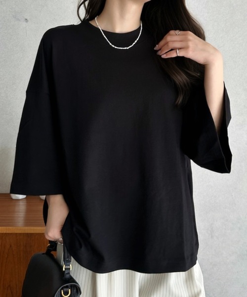 Eclat one(エクラワン)の「【Eclat one】ワイド スリーブ リラックス トップス(Tシャツ/カットソー・レディース・アイボリー/スモークピンク/ブラック・FREE)」の13枚目の写真