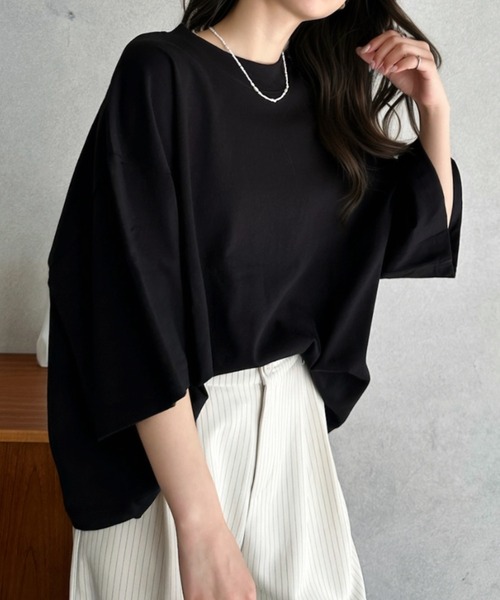 Eclat one(エクラワン)の「【Eclat one】ワイド スリーブ リラックス トップス(Tシャツ/カットソー・レディース・アイボリー/スモークピンク/ブラック・FREE)」の12枚目の写真
