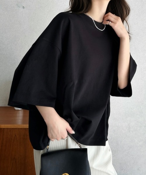 Eclat one(エクラワン)の「【Eclat one】ワイド スリーブ リラックス トップス(Tシャツ/カットソー・レディース・アイボリー/スモークピンク/ブラック・FREE)」の17枚目の写真