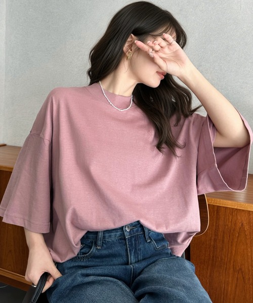 Eclat one(エクラワン)の「【Eclat one】ワイド スリーブ リラックス トップス(Tシャツ/カットソー・レディース・アイボリー/スモークピンク/ブラック・FREE)」の18枚目の写真