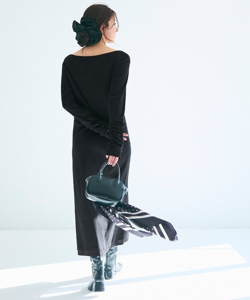 coca（coca）（コカ）の「袖シャーリングレイヤードワンピース（ワンピース・レディース・チャコール/ブラック・L/M/S）」の5枚目の写真