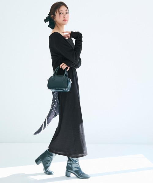 coca（coca）（コカ）の「袖シャーリングレイヤードワンピース（ワンピース・レディース・チャコール/ブラック・L/M/S）」の7枚目の写真