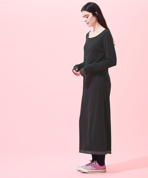 coca（coca）（コカ）の「袖シャーリングレイヤードワンピース（ワンピース・レディース・チャコール/ブラック・L/M/S）」の10枚目の写真