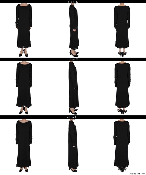 coca（coca）（コカ）の「袖シャーリングレイヤードワンピース（ワンピース・レディース・チャコール/ブラック・L/M/S）」の15枚目の写真