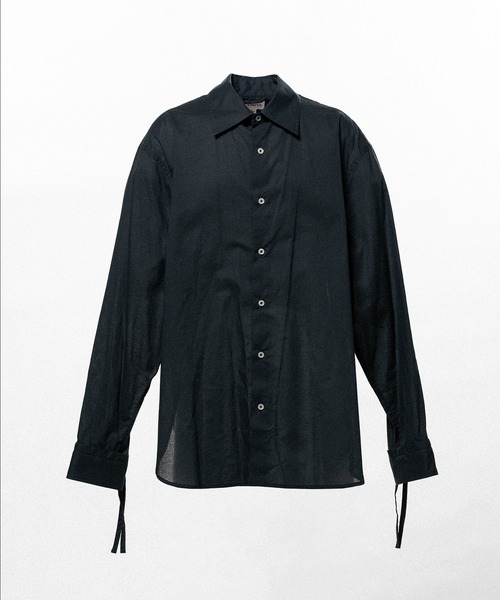 KAMIYA（カミヤ）の「Drawstring Cuff Shirt（シャツ/ブラウス・メンズ・ブラック/ホワイト・S）」の2枚目の写真