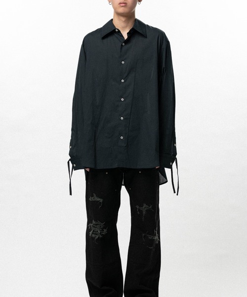 KAMIYA（カミヤ）の「Drawstring Cuff Shirt（シャツ/ブラウス・メンズ・ブラック/ホワイト・S）」の11枚目の写真