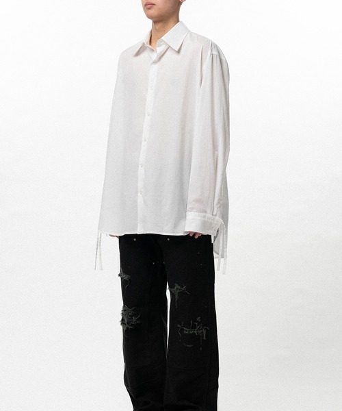 KAMIYA（カミヤ）の「Drawstring Cuff Shirt（シャツ/ブラウス・メンズ・ブラック/ホワイト・S）」の5枚目の写真
