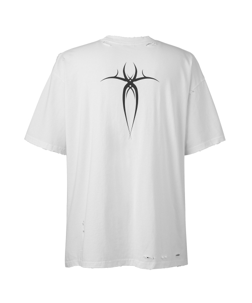 ANOTHERYOUTH（アナザーユース）の「アイレットダメージTシャツ - ホワイト（Tシャツ/カットソー・メンズ・その他・1/2）」の2枚目の写真