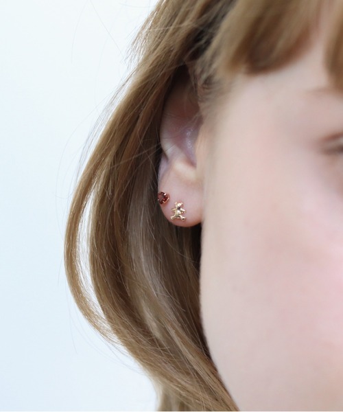 cui-cui（キュイキュイ）の「ゴールド ベア / ハート ピアス | K10YG 〈Web限定〉（ピアス（両耳用）・レディース・イエローゴールド・FREE）」の6枚目の写真