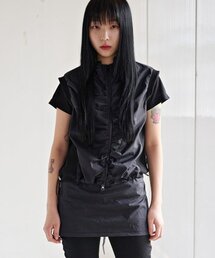TS NYLON SHIRRING VEST (BLACK)