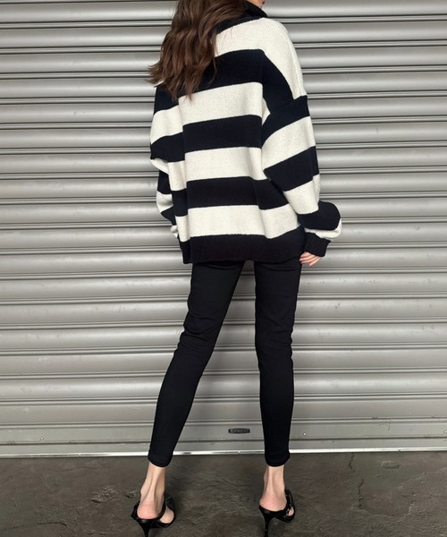 EGOIST（エゴイスト）の「2WAYボーダーニットトップス（ニット/セーター・レディース・グレー/ブラック/パープル・FREE）」の13枚目の写真