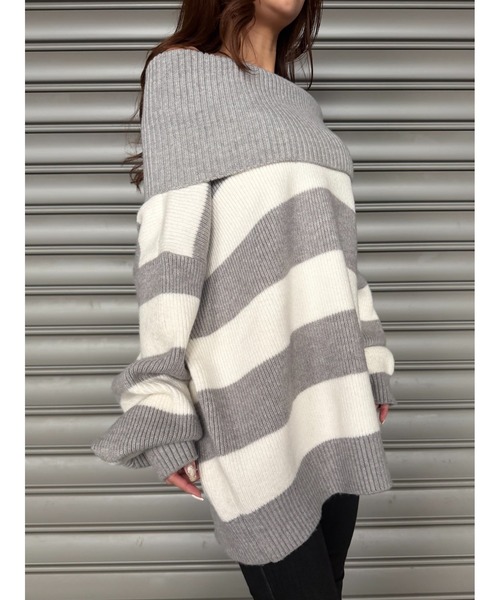 EGOIST（エゴイスト）の「2WAYボーダーニットトップス（ニット/セーター・レディース・グレー/ブラック/パープル・FREE）」の21枚目の写真