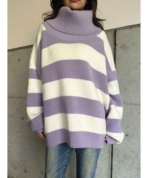 EGOIST（エゴイスト）の「2WAYボーダーニットトップス（ニット/セーター・レディース・グレー/ブラック/パープル・FREE）」の17枚目の写真