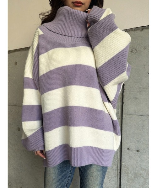 EGOIST（エゴイスト）の「2WAYボーダーニットトップス（ニット/セーター・レディース・グレー/ブラック/パープル・FREE）」の18枚目の写真