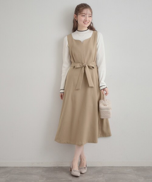 couture brooch（クチュールブローチ）の「【洗える・ハレの日・通勤】ハートネック フレアージャンスカ（ワンピース・レディース・ライトブルー/ベージュ/ネイビー・36/38/40/42）」の20枚目の写真