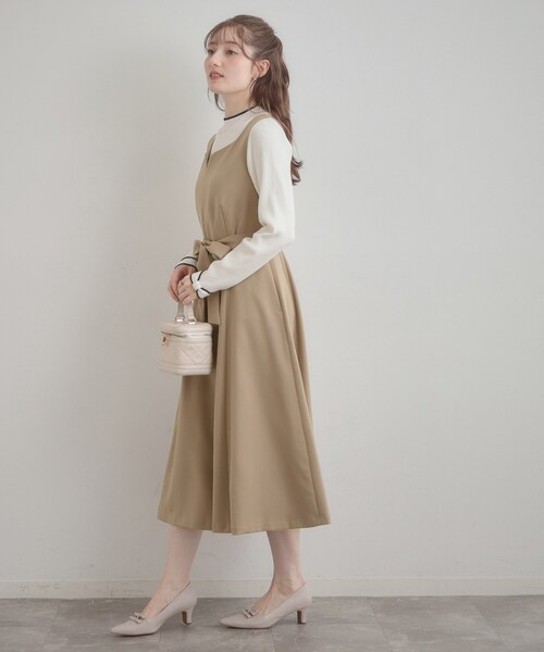 couture brooch（クチュールブローチ）の「【洗える・ハレの日・通勤】ハートネック フレアージャンスカ（ワンピース・レディース・ライトブルー/ベージュ/ネイビー・36/38/40/42）」の19枚目の写真