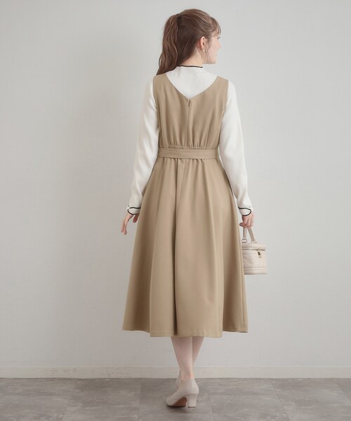 couture brooch（クチュールブローチ）の「【洗える・ハレの日・通勤】ハートネック フレアージャンスカ（ワンピース・レディース・ライトブルー/ベージュ/ネイビー・36/38/40/42）」の18枚目の写真