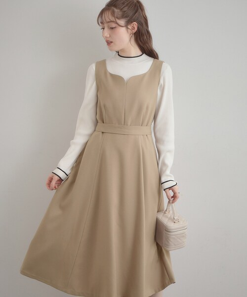 couture brooch（クチュールブローチ）の「【洗える・ハレの日・通勤】ハートネック フレアージャンスカ（ワンピース・レディース・ライトブルー/ベージュ/ネイビー・36/38/40/42）」の13枚目の写真