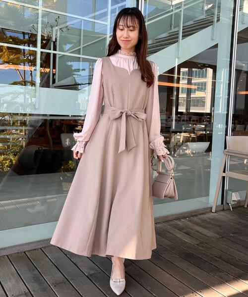 couture brooch（クチュールブローチ）の「【洗える・ハレの日・通勤】ハートネック フレアージャンスカ（ワンピース・レディース・ライトブルー/ベージュ/ネイビー・36/38/40/42）」の12枚目の写真