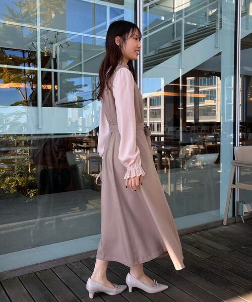 couture brooch（クチュールブローチ）の「【洗える・ハレの日・通勤】ハートネック フレアージャンスカ（ワンピース・レディース・ライトブルー/ベージュ/ネイビー・36/38/40/42）」の11枚目の写真