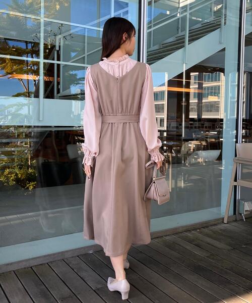 couture brooch（クチュールブローチ）の「【洗える・ハレの日・通勤】ハートネック フレアージャンスカ（ワンピース・レディース・ライトブルー/ベージュ/ネイビー・36/38/40/42）」の10枚目の写真