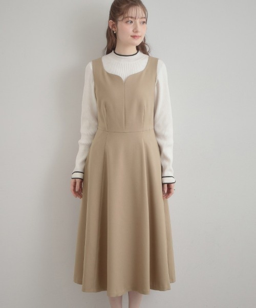 couture brooch（クチュールブローチ）の「【洗える・ハレの日・通勤】ハートネック フレアージャンスカ（ワンピース・レディース・ライトブルー/ベージュ/ネイビー・36/38/40/42）」の22枚目の写真