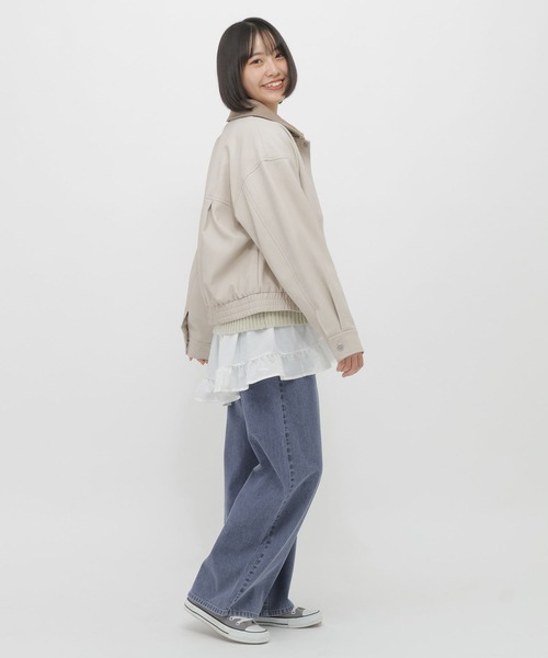 GLOBAL WORK(グローバルワーク)の「ZIPUPショートブルゾン/AND YUA ANY/636250(ブルゾン・キッズ・ブラック/オートミール/キャメル・MEDIUM/SMALL)」の9枚目の写真