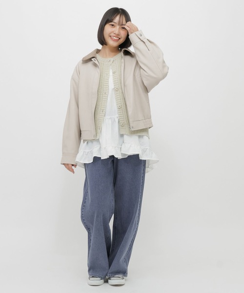 GLOBAL WORK(グローバルワーク)の「ZIPUPショートブルゾン/AND YUA ANY/636250(ブルゾン・キッズ・ブラック/オートミール/キャメル・MEDIUM/SMALL)」の10枚目の写真