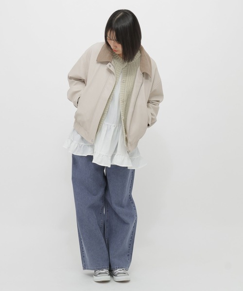 GLOBAL WORK(グローバルワーク)の「ZIPUPショートブルゾン/AND YUA ANY/636250(ブルゾン・キッズ・ブラック/オートミール/キャメル・MEDIUM/SMALL)」の11枚目の写真