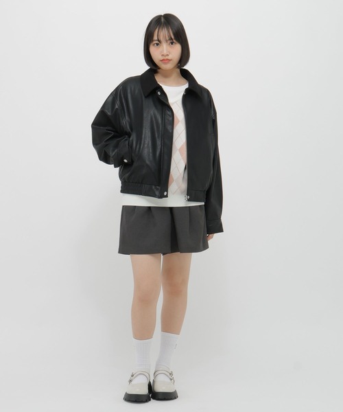 GLOBAL WORK(グローバルワーク)の「ZIPUPショートブルゾン/AND YUA ANY/636250(ブルゾン・キッズ・ブラック/オートミール/キャメル・MEDIUM/SMALL)」の4枚目の写真