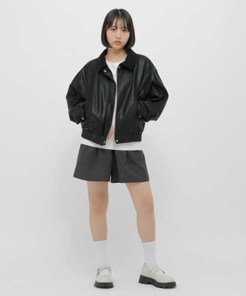 GLOBAL WORK(グローバルワーク)の「ZIPUPショートブルゾン/AND YUA ANY/636250(ブルゾン・キッズ・ブラック/オートミール/キャメル・MEDIUM/SMALL)」の5枚目の写真