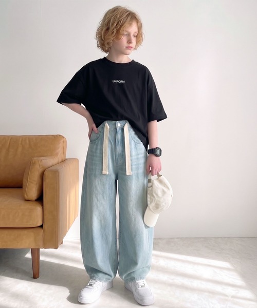 classicalelf（クラシカルエルフ）の「【キッズ】親子お揃い リンクコーデできちゃう！カーブイージーデニムパンツ（ワイド）（デニムパンツ・キッズ・ライトブルー/ブルー/ワンウォッシュ・100/120/140/160）」の22枚目の写真