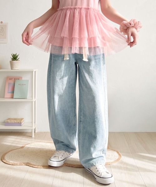 classicalelf（クラシカルエルフ）の「【キッズ】親子お揃い リンクコーデできちゃう！カーブイージーデニムパンツ（ワイド）（デニムパンツ・キッズ・ライトブルー/ブルー/ワンウォッシュ・100/120/140/160）」の10枚目の写真