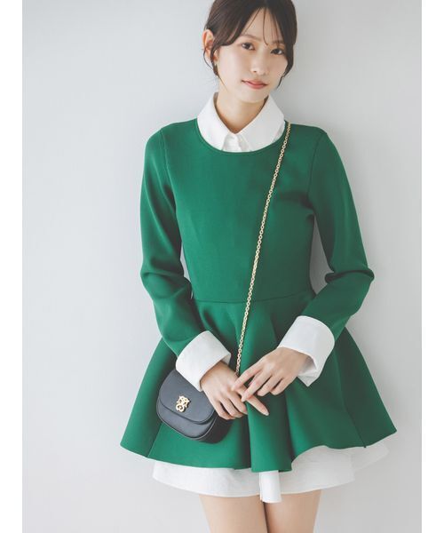 SNIDEL（スナイデル）の「シャツレイヤードニットチュニック（その他トップス・レディース・オフホワイト/グリーン/ネイビー・F）」の3枚目の写真